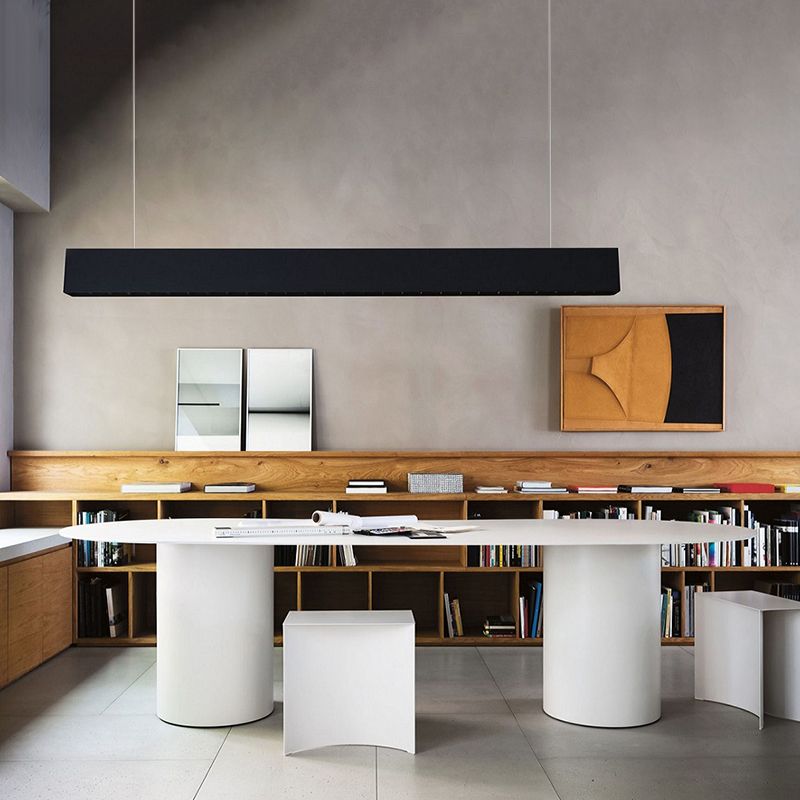 Minimalist Solid Wood Standard Dining Table Oval Kitchen Dining Table with Double Pedestal Base