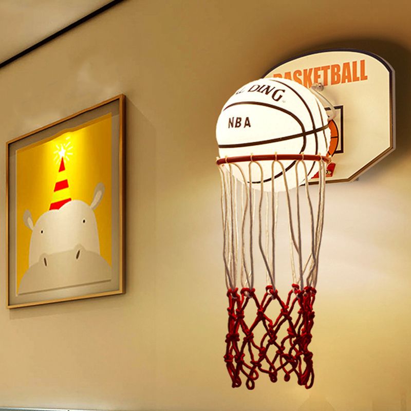 Weiße und rote Basketballwand Leuchte leichte Cartoon 1 Leichte Creme Glaswandlampe Vorrichtung