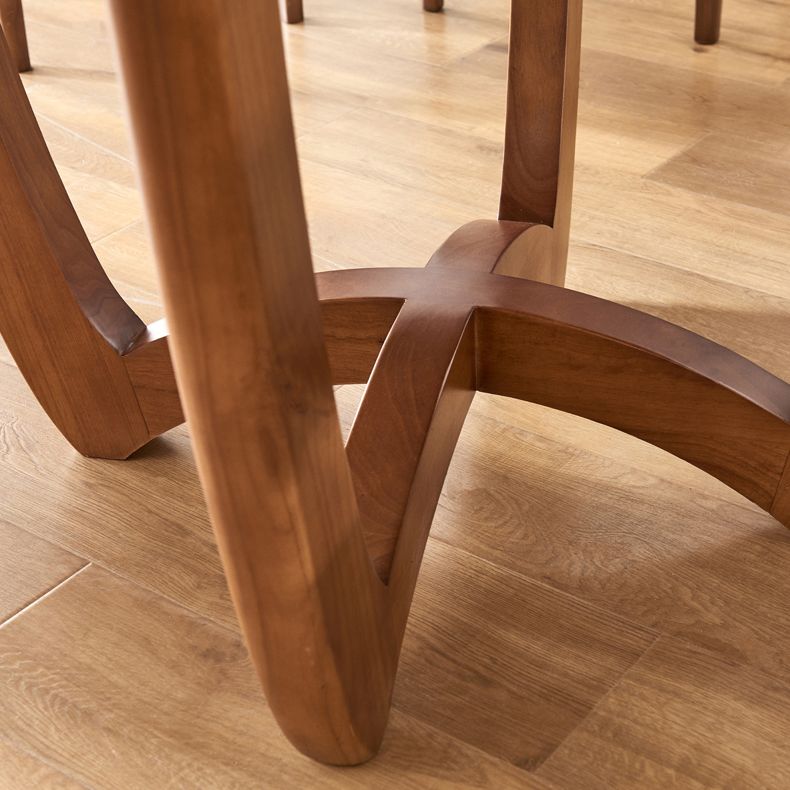 Contemporary Turntable Round Dining Table Ash Wood Sled Base Dining Table