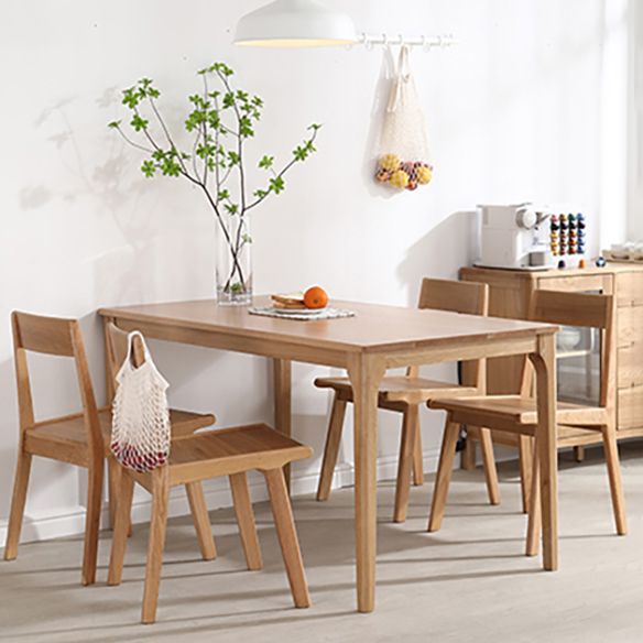 Minimalist Style Solid Wood Dining Set with Traditional Height Table and 4 Legs Base for Home Use