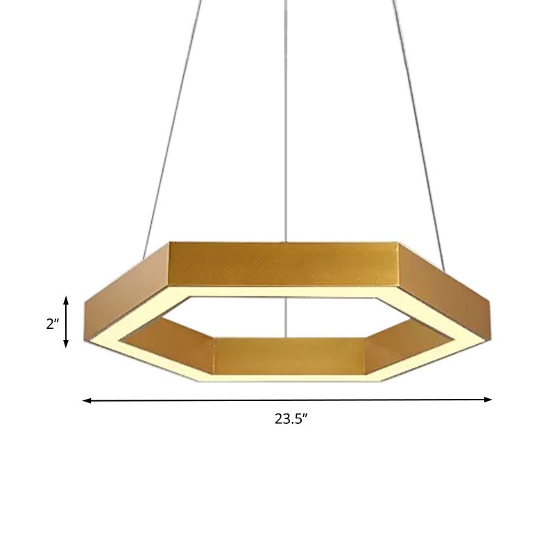 Hexagon Metall Suspension Lampe modern 16 "/23,5" breites LED -goldener hängende Decke Anhänger Licht für Wohnzimmer, a/b