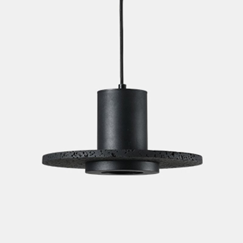 Single Head Stone Hanging Light Contemporary Creative Suspension Pendant in Black
