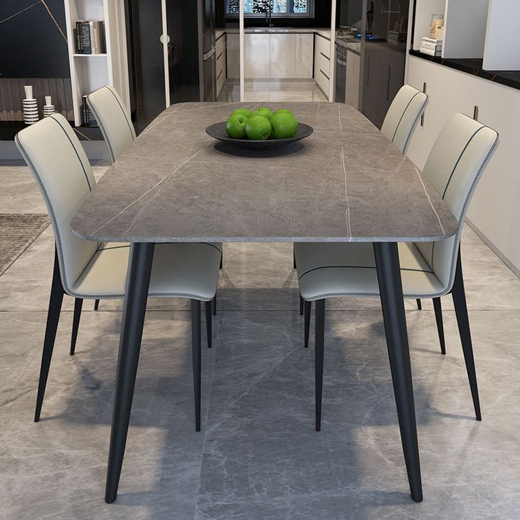 Simplicity Style Sintered Stone Dining Table 4 Legs Carbon Steel Base Rectangle Table for Home