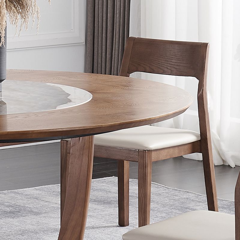 Modern Dining Set 1/4/5/7 Pcs Round Solid Wood Dining Table and Armless Chairs