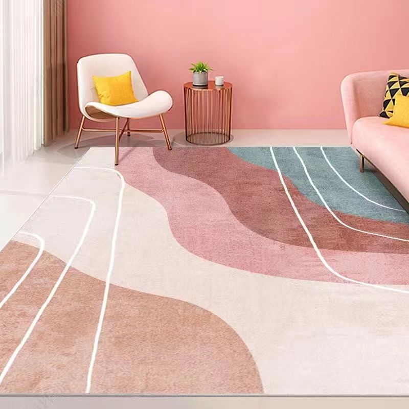 Colorblock Rug Area Carpet Non-Slip Backing Easy Care Indoor Rug for Home Decor