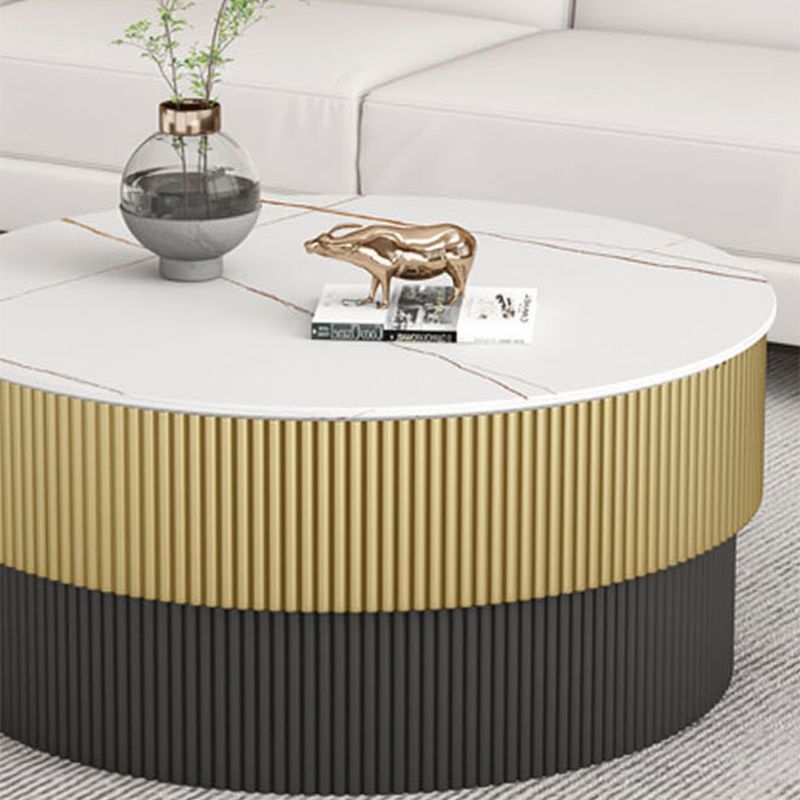 Round Slate Coffee Table Glam Pedestal No Distressing Single Coffee Table