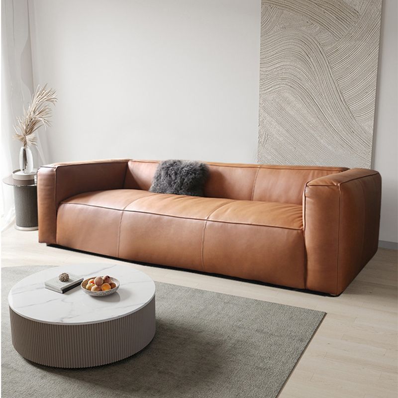 Contemporary Faux Leather Sofa Tuxedo Arm 25.59-In High Sofa
