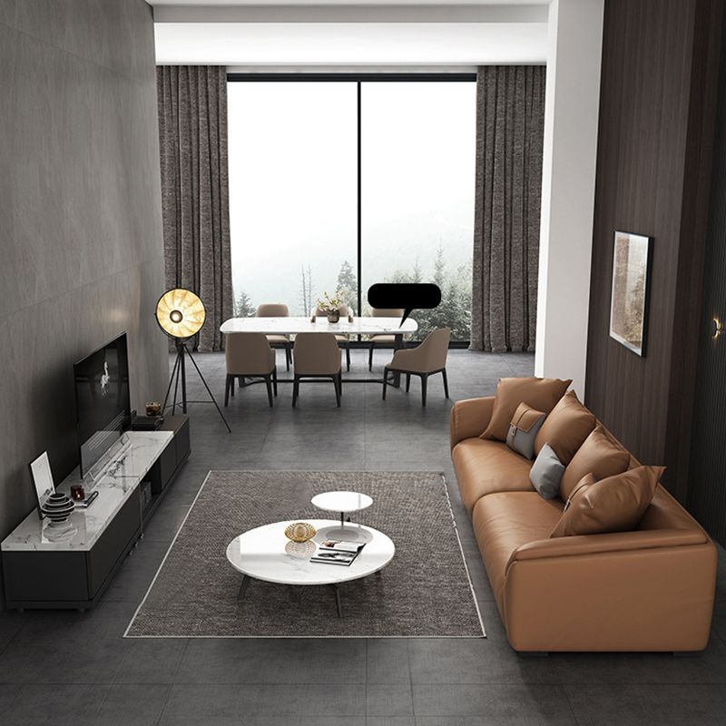 Contemporary Standard Sofa Pillow Top Arm Bench Seating with Pillows
