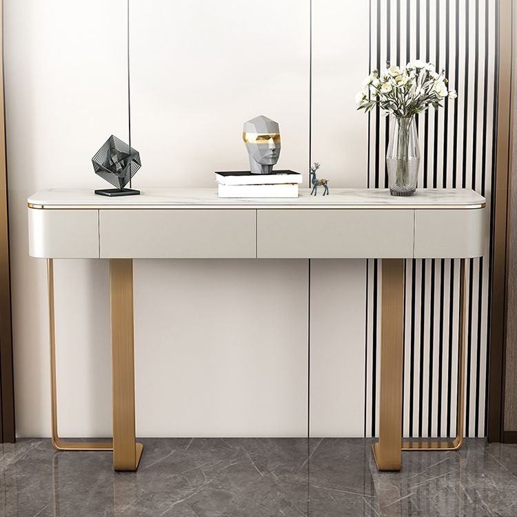 Glam Half Moon Console Table Drawers Included Accent Table for Hall