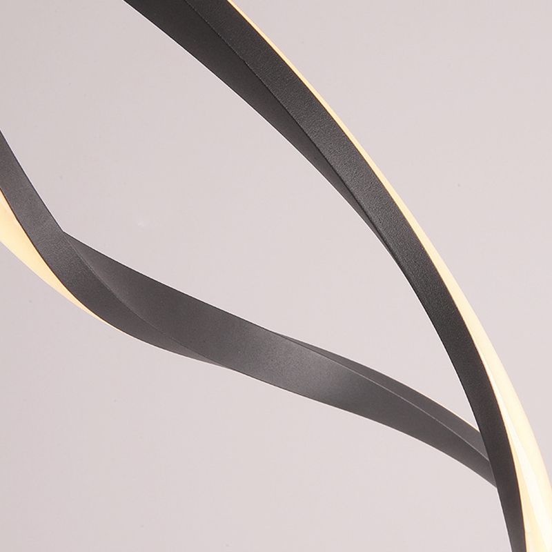 Metal Linear Shape Chandelier Light Modern 2 Lights Chandelier Light Fixture in Black