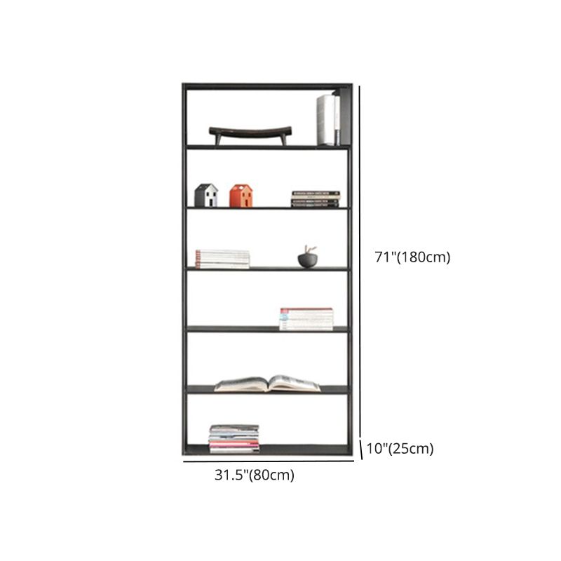 Industrial Style Bookshelf in Black Iron Shelf for Study Room Office with 5 Open Shelves
