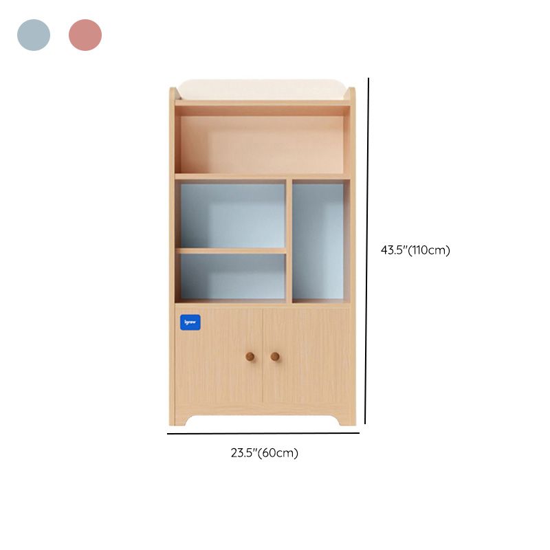 Contemporary Closed Back Book Shelf Solid Wood Cubby Storage Bookcase in Light Wood