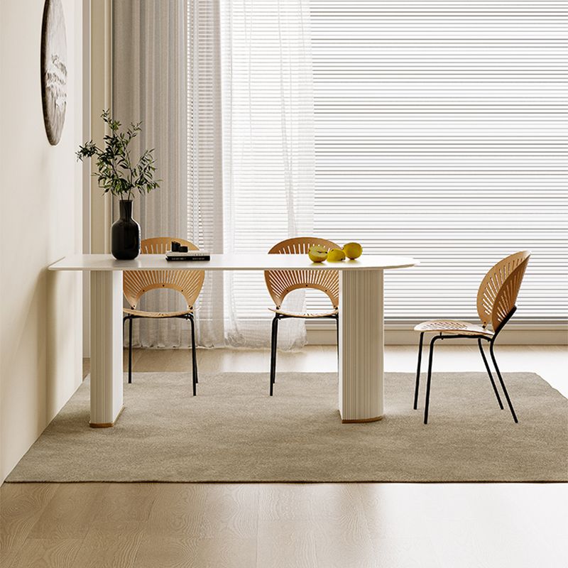 Slate and Metal Table Glam Style Simple Restaurant White Dining Table