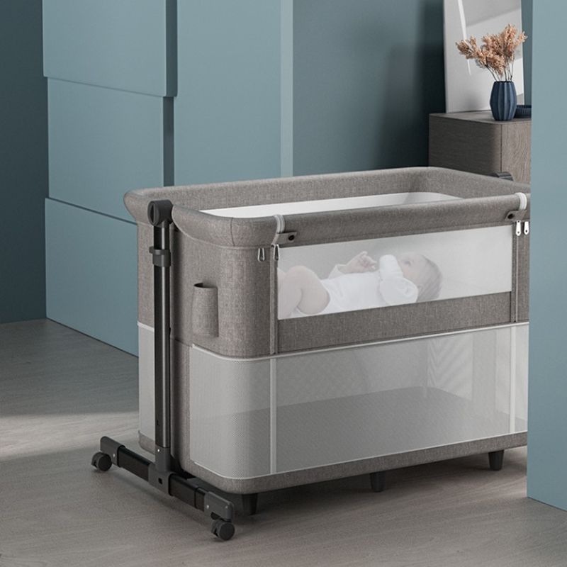 Modern Convertible Bedside Bassinet Fabric Portable Cradle with Storage