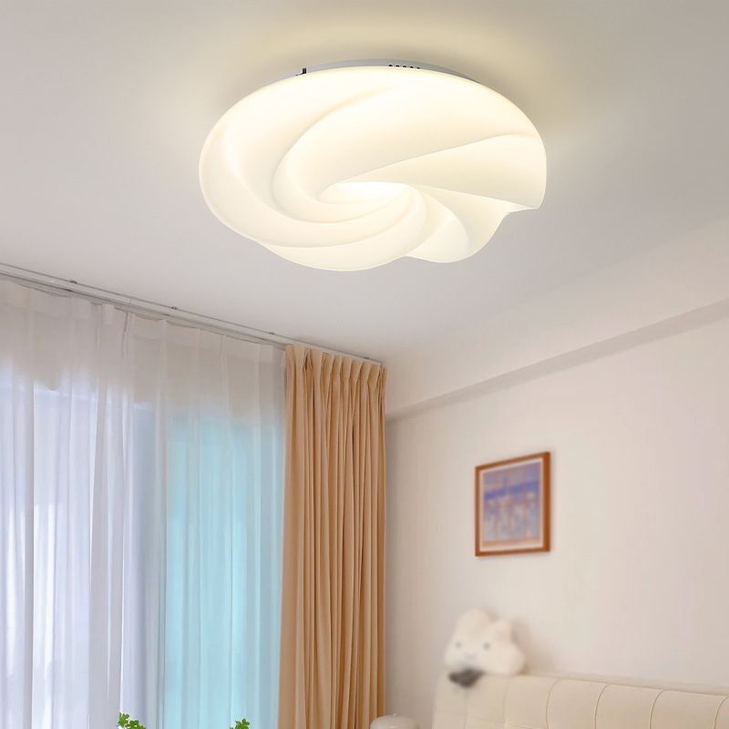 White Shaded Acrylic Ceiling Light Contemporary LED Flush Mount Lighting for Hallway