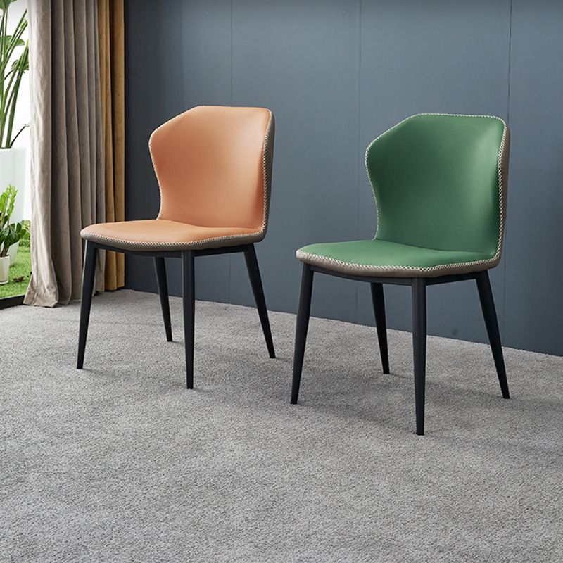 Metal Contemporary Dining Chair Metallic Finish Wingback Side Chair