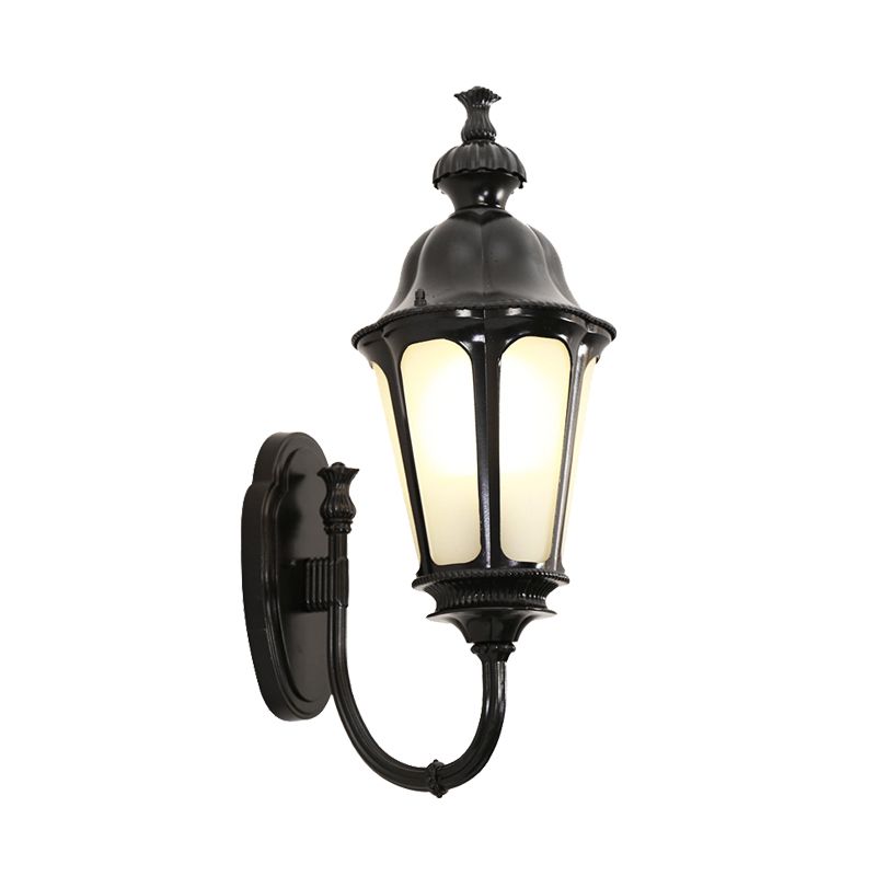 Lodges Plum Blossom Wall Mount Lighting 1 Light Metallic Wall Lamp Sconce in Black with Frosted Glass Shade
