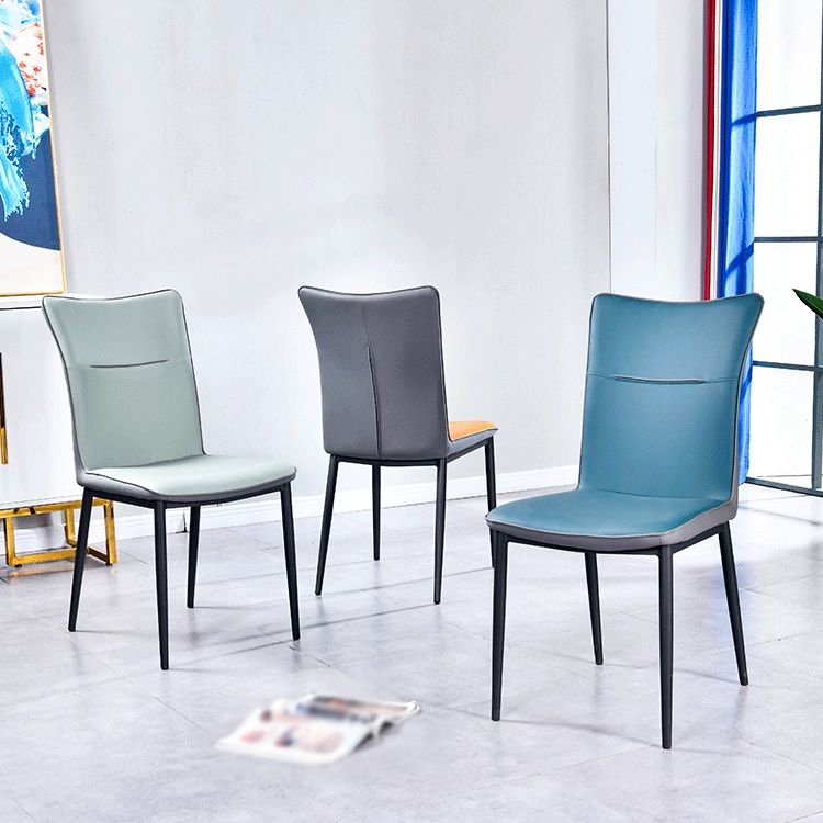 Home Scandinavian Side Chair Indoor Solid Back Metal Dining Room Chair