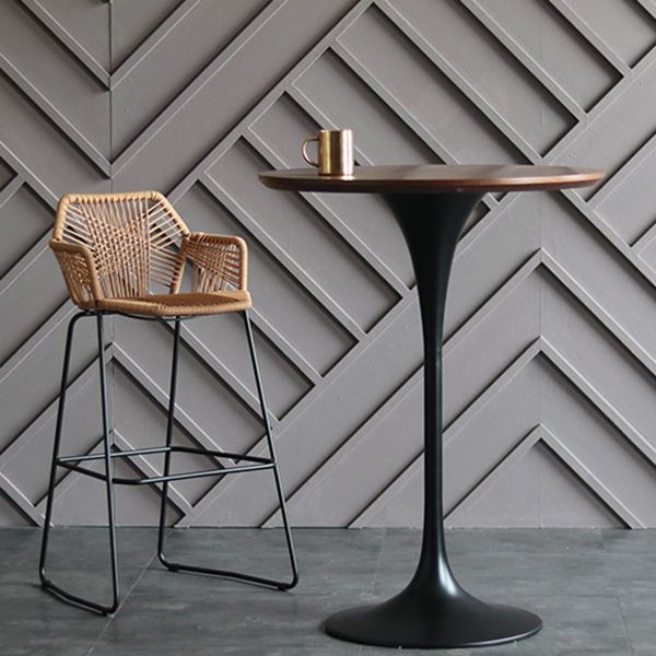 Industrial Metal Bar Table Round Top 41.3"H Pedestal Bistro Table for Cafe and Breakroom