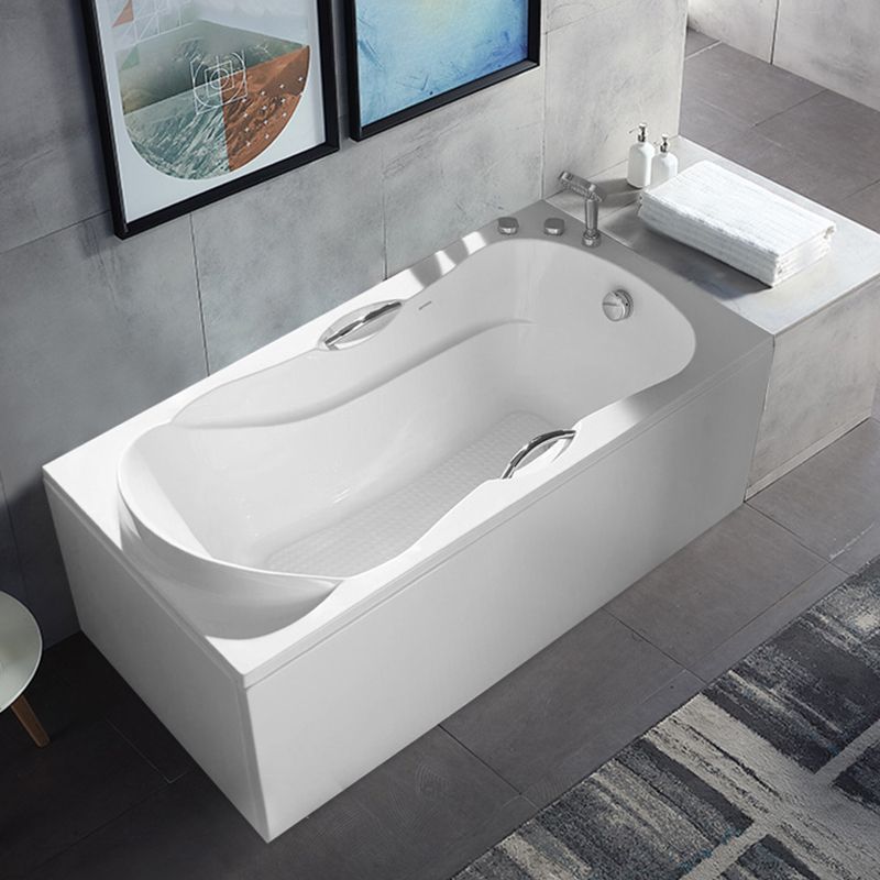 Acrylic Bath Soaking Back to Wall Bathtub in White , 29.53-inch Tall