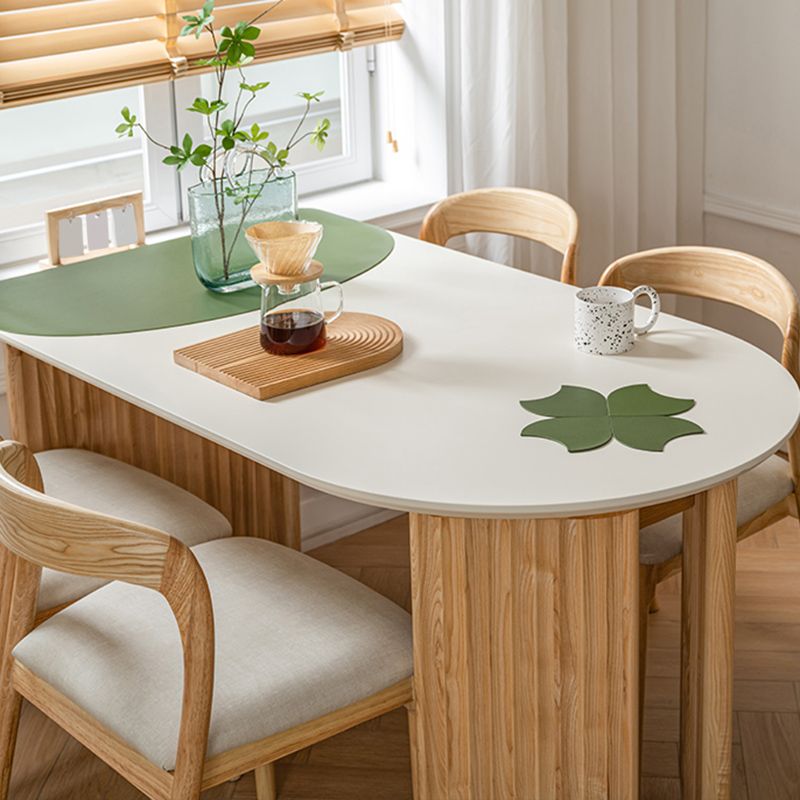 Free Form Dining Table with Ash Wood Base Modern Dinette Table for Home