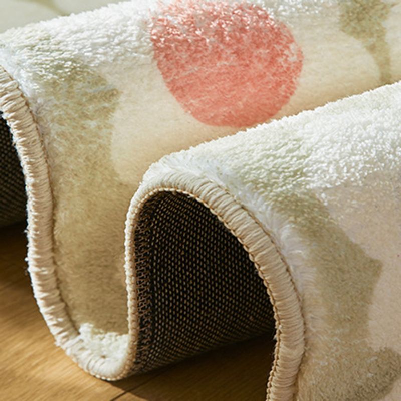 Orange Flower Rug Polyester Simple Rug Washable Area Rug for Living Room