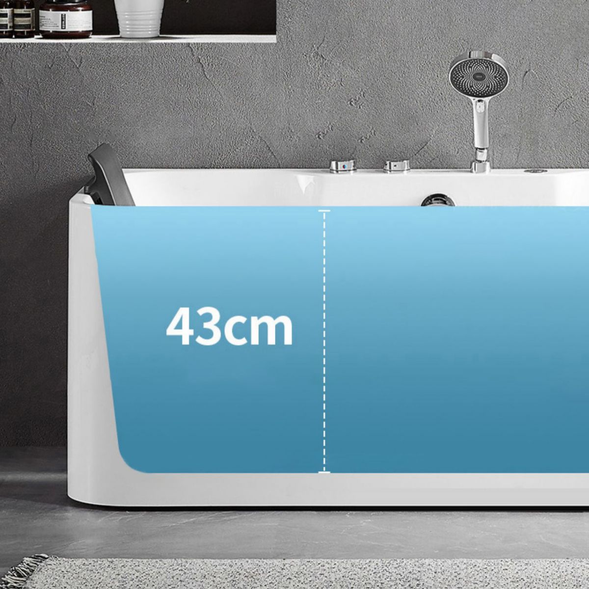 Modern Soaking Bathtub Antique Finish Rectangular Back to Wall Bath Tub