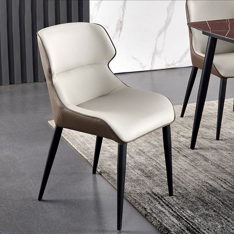 Silla lateral de cuero contemporánea para restaurante, acabado mate, silla de comedor con respaldo