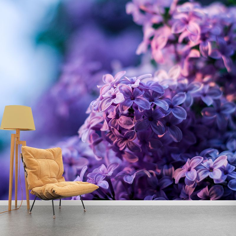 Contemporary Purple Lilac Wall Mural Moisture Decorative Eco-friendly for Home Decor