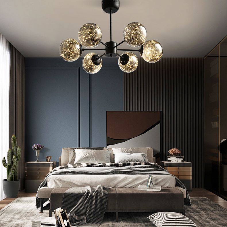 Stile di semplicità Nordic Orb vetro lampadario LED LED LIGHT SCARICA ALIMENTAZIONE MOLECOLA PENSI
