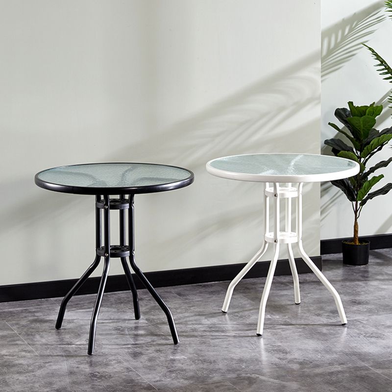 Round Shape Modern Style Dining Table Transparent Fixed Table of Glass