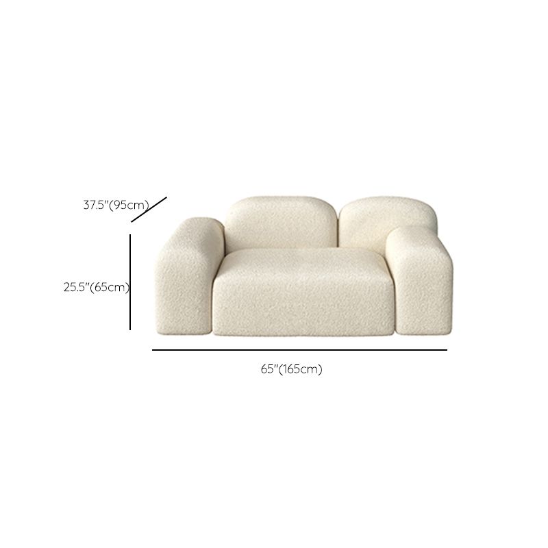 Scandinavian Sofa Fabric White Cushions Standard Square Arm Living Room Seating