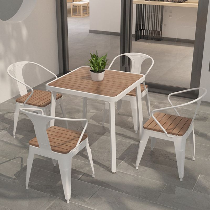Mesa de comedor de madera maciza industrial Mesa de cocina en la naturaleza con metal 4 patas