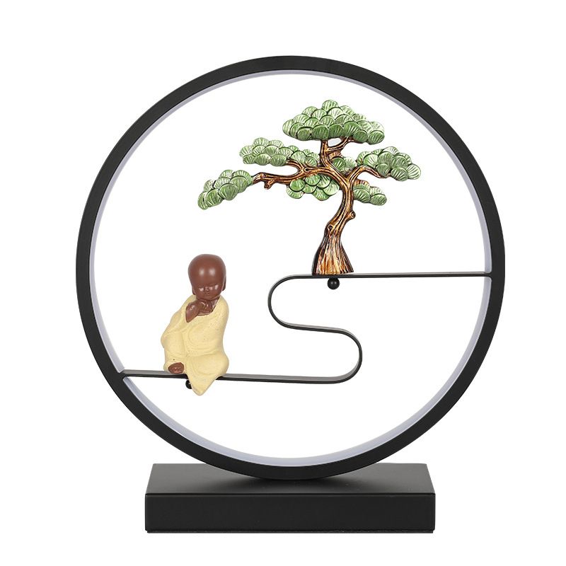 Lámpara de mesa de 1 círculo de 1 luz lámparas de mesita de noche contemporánea para dormitorio