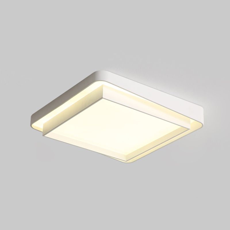Contemporary LED Ceiling Lamp White Flush Mount Light Fixture with Acrylic Shade