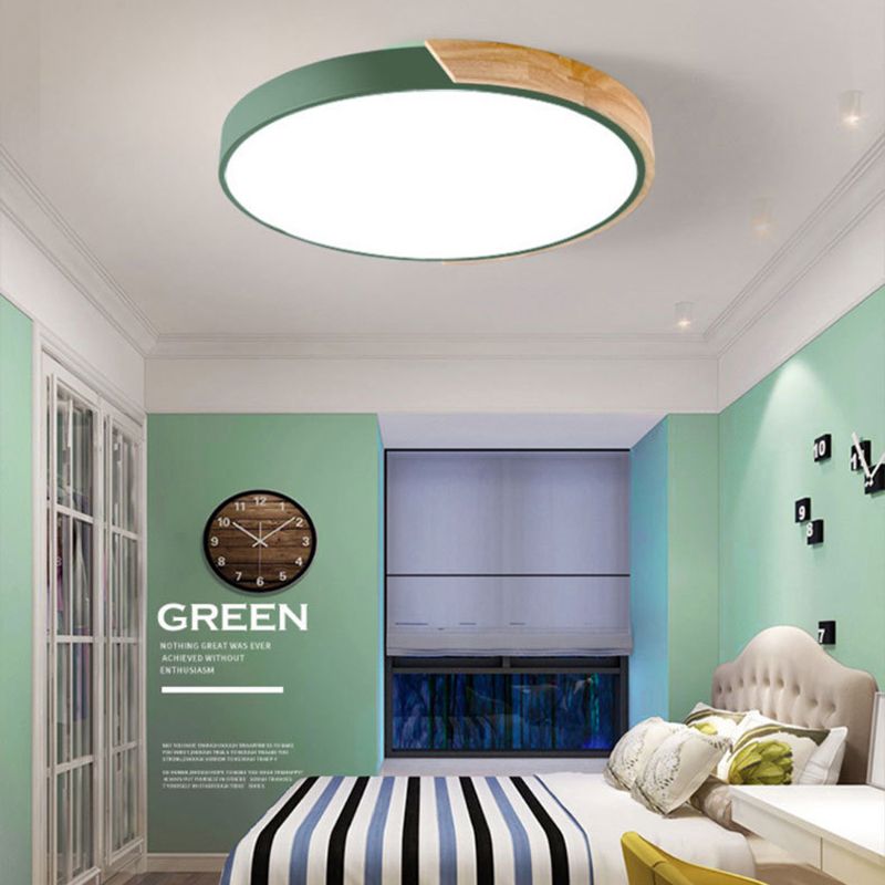 Lámpara de techo empotrada de macarrón nórdico con montaje empotrado y pantalla redonda de 1 luz