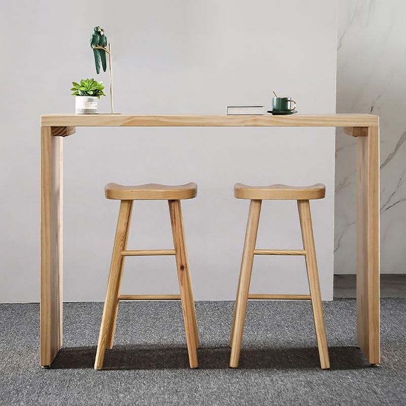 1/3/9 Pieces Modern Rectangular Pub Table Set Wooden Counter Table with Backless Stools