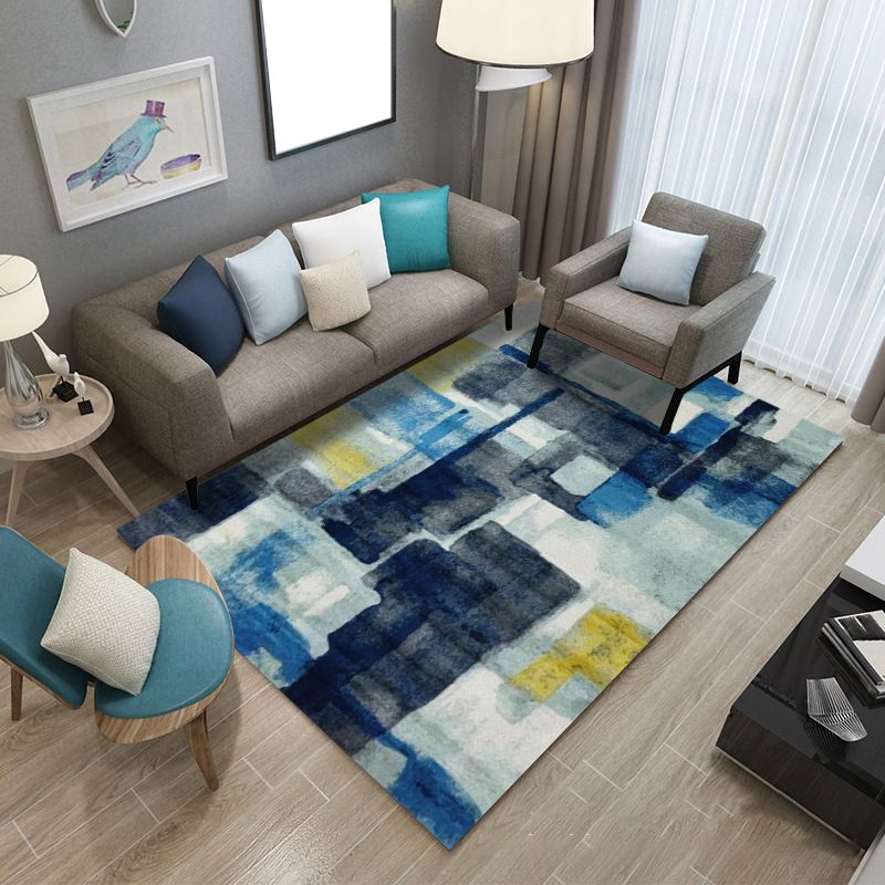 Tapis graphique en polyester moderne gris tapis de support sans glissement pour salon