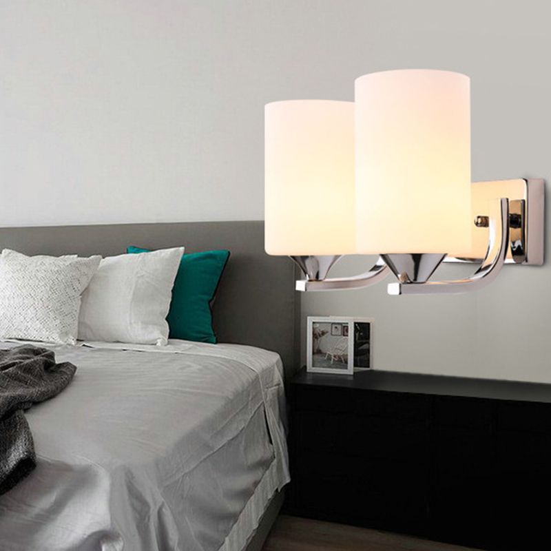 Minimalist Wall Lighting Fixture White Glass Living Room Wall Sconce