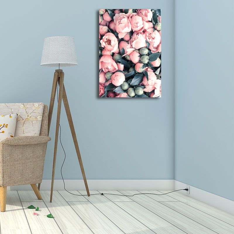 Textured Flower Buds Wall Decor Nordic Stylish Canvas Art Print in Pink and Green