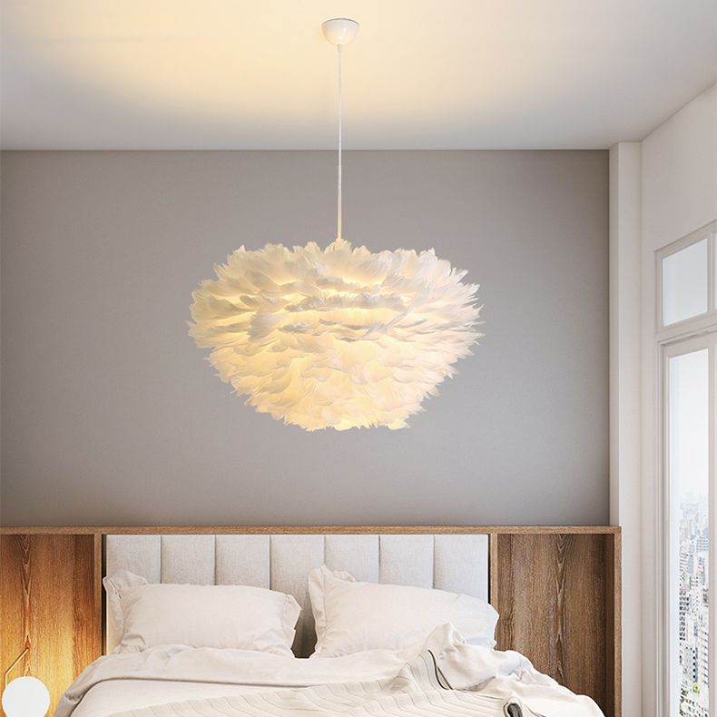 Lampada a sospensione piuma in stile moderno nordico a forma di piuma piuma lampada lampadario appeso per camera da letto