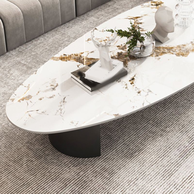 2 Legs Single Coffee Table Slate Oval Coffee Table with Storage