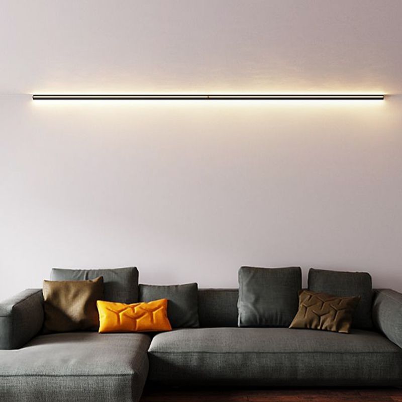 Linear Shade Metal Wall Sconce Modern Style 1 Light Wall Mounted Lighting in Black