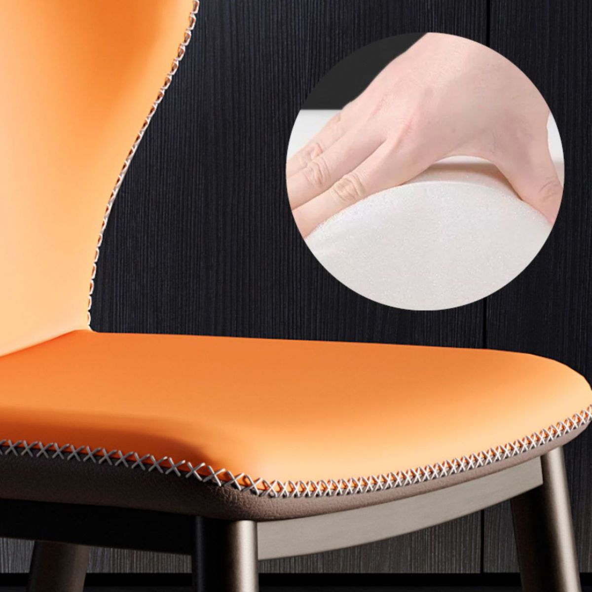 Sillas de comedor con respaldo estilo industrial Sillas de comedor de cuero sin brazos (juego de 2)