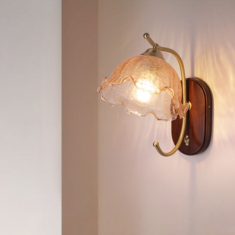 Dome Shape Wood Wall Sconces Modern 1 Light Wall Mount Light Fixture