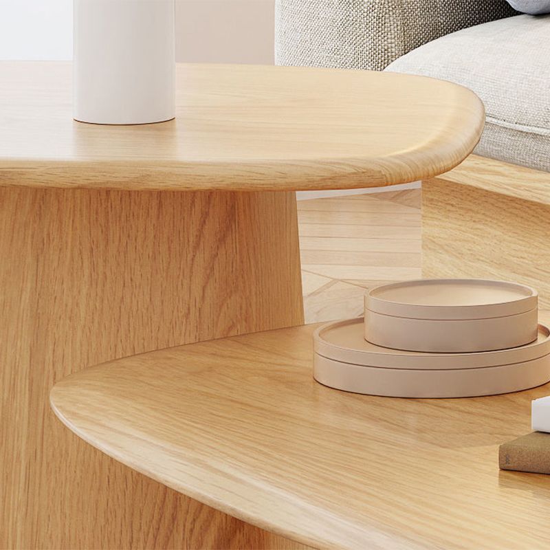 Contemporary Solid Wood Oval Cocktail Table Pedestal Coffee Table