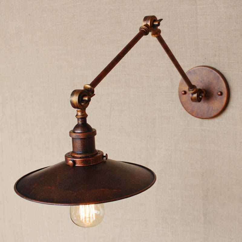 Industrielle Scheune Schwung Arm Saftleuchten Metall 1-Licht-Wandlampe in Chrom und Schwarz
