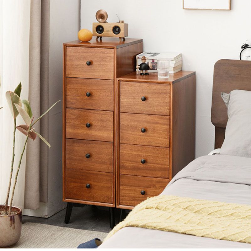 Modern Wooden Lingerie Chest Bedside Vertical Storage Chest in White and Brown