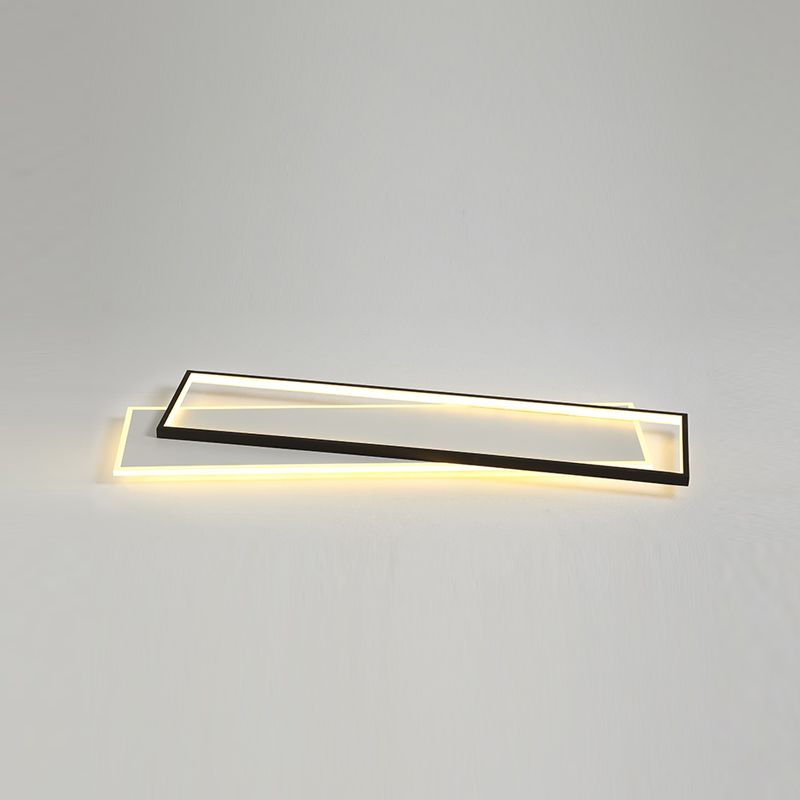 Metal Rectangular Close to Ceiling Lighting Modern LED Black Ceiling Light