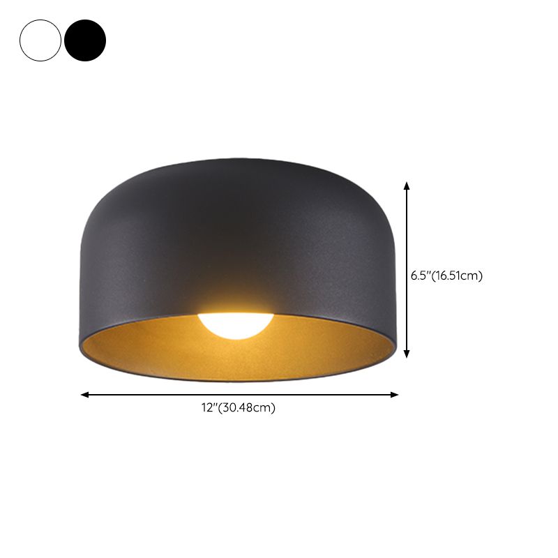 Dome / Cone 1 - Light Flush Mount in Black / White Finish Iron Modern Flush